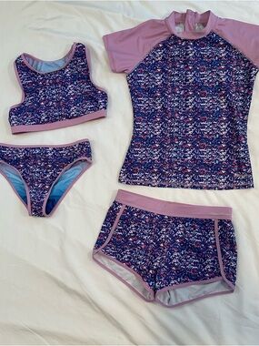 Eddie Bauer Set Costume Intero Reversibile 4 Pezzi Per Bambina – Lilla Pastello, Taglia M Regular